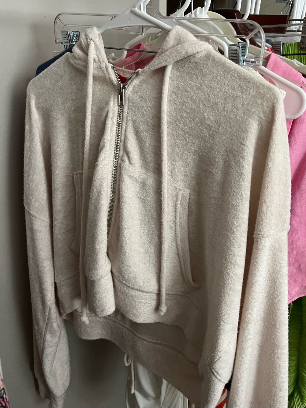 Cropped Terry Towel Zip-Up